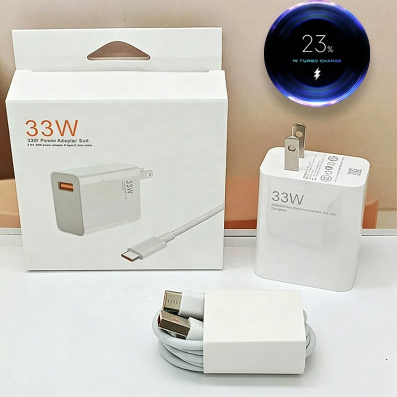 Cargador Rápido 33W Universal con Cable USB-A a USB-C