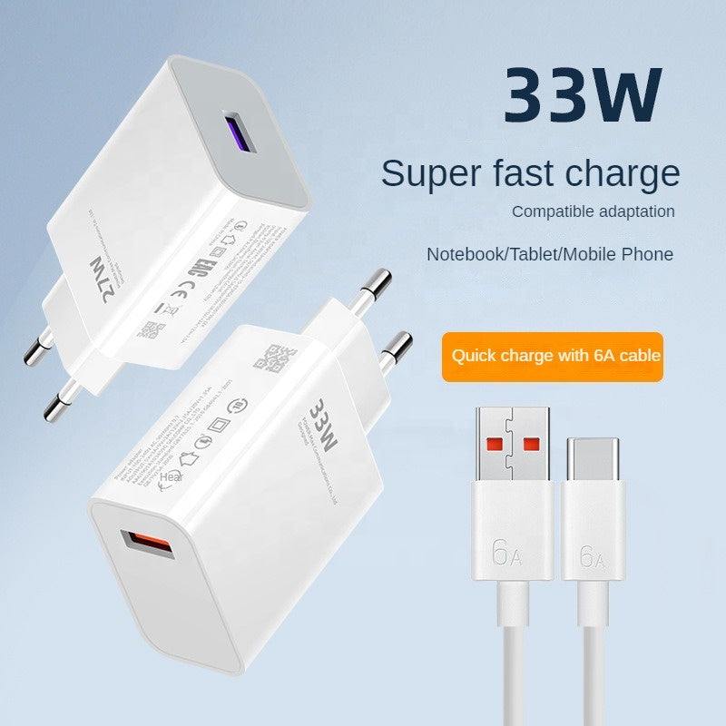 Cargador Rápido 33W Universal con Cable USB-A a USB-C