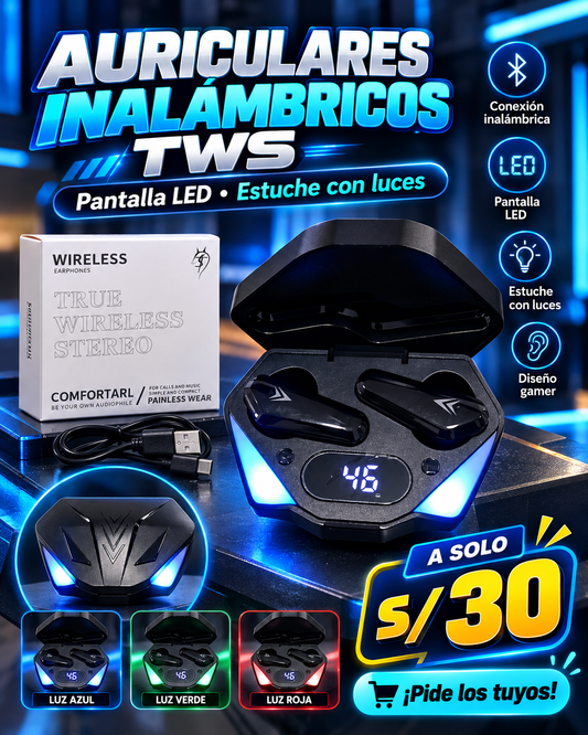 Audífonos Inalámbricos TWS Bluetooth con Pantalla LED | Auriculares Gamer
